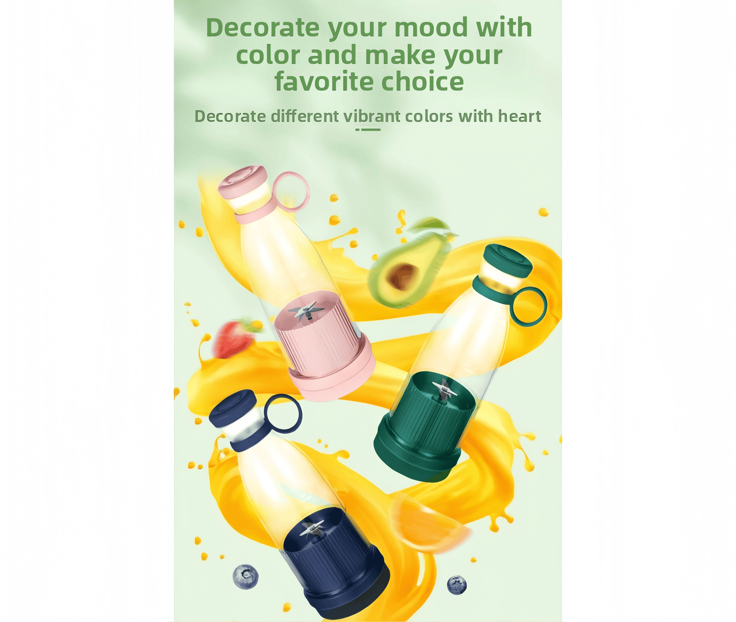 Portable Juice Blender – USB Charging, 6 Blades, Fresh Squeezer