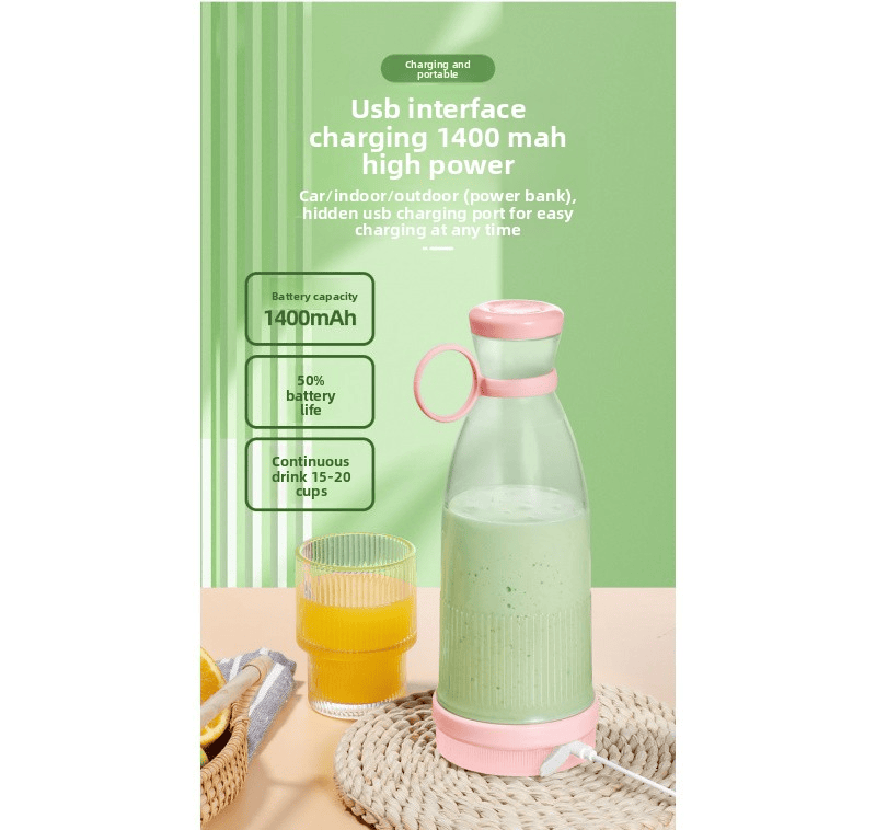 Portable Juice Blender – USB Charging, 6 Blades, Fresh Squeezer