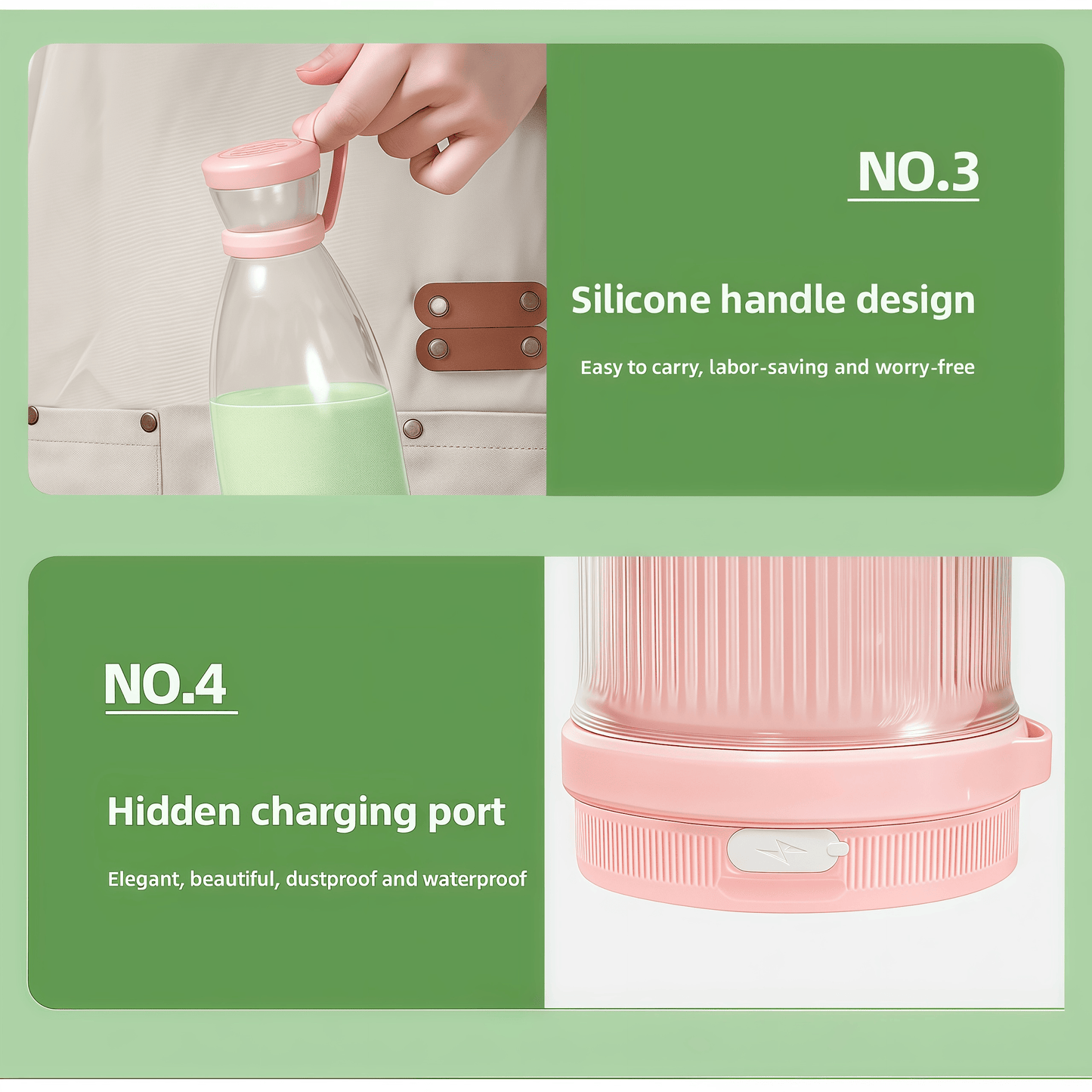 Portable Juice Blender – USB Charging, 6 Blades, Fresh Squeezer