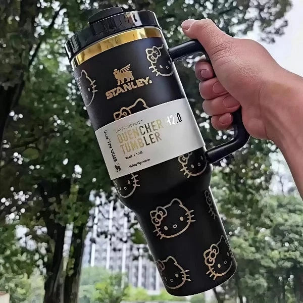 Cute Kitty Insulated Tumbler – Straw Lid & Handle