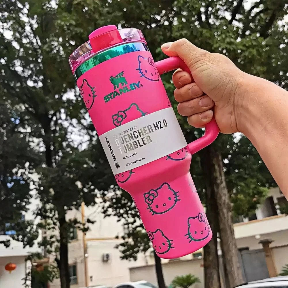 Cute Kitty Insulated Tumbler – Straw Lid & Handle