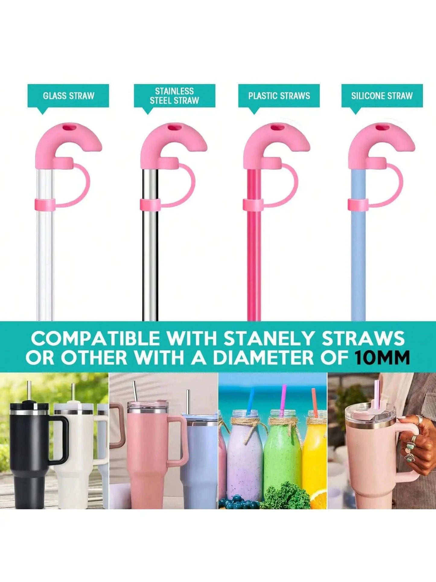 Anti-Wrinkle Straw Cover for Stanley Cup - 10mm Silicone Topper