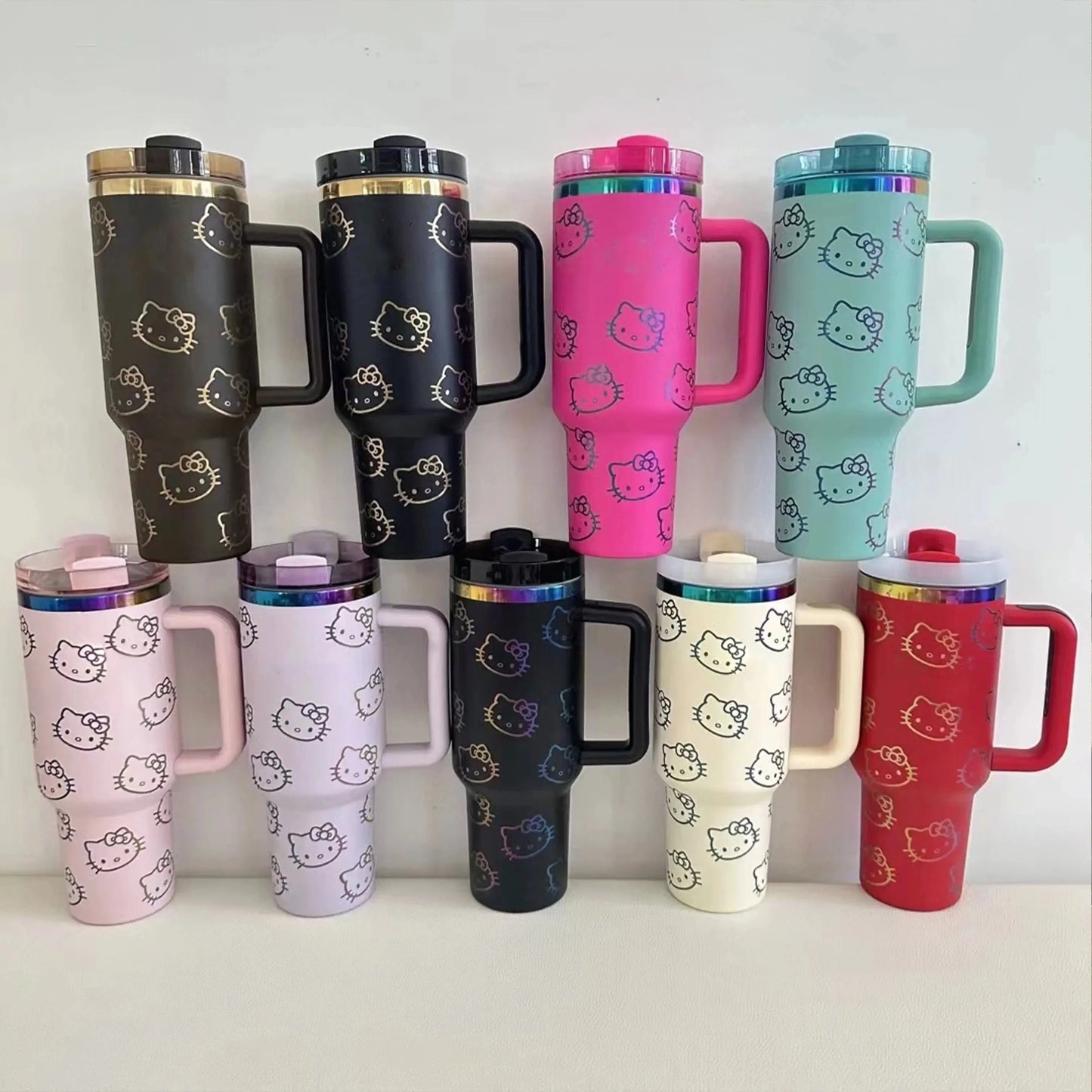 Cute Kitty Insulated Tumbler – Straw Lid & Handle