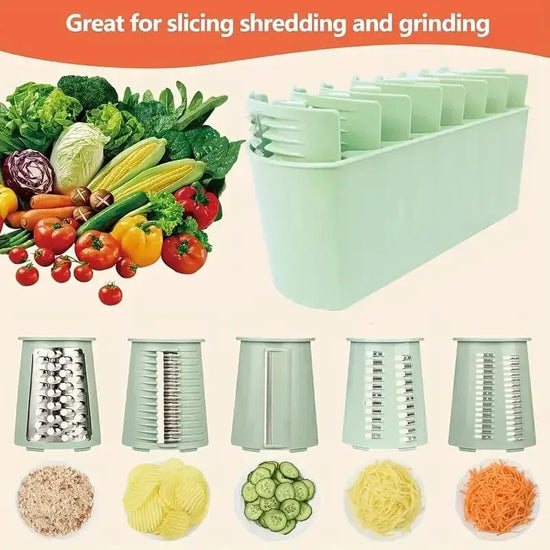Rotary Cheese Grater – 4 Interchangeable Blades for Shredding, Slicing, Grating KitchenKlout