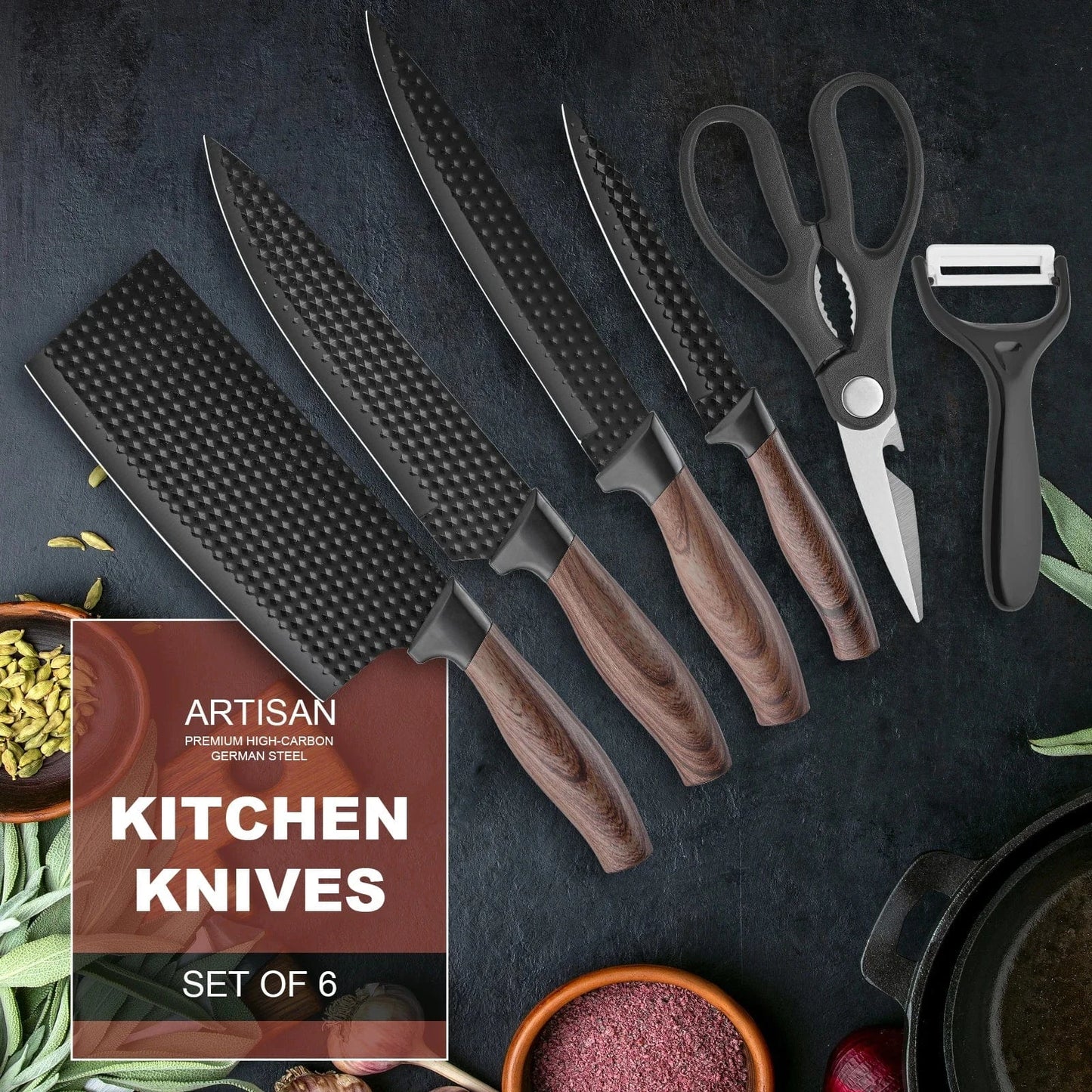 Chef’s Knife Sets in Matte Black – 3pc Compact or 6pc Pro