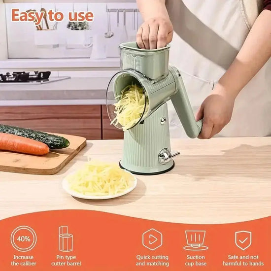 Rotary Cheese Grater – 4 Interchangeable Blades for Shredding, Slicing, Grating KitchenKlout