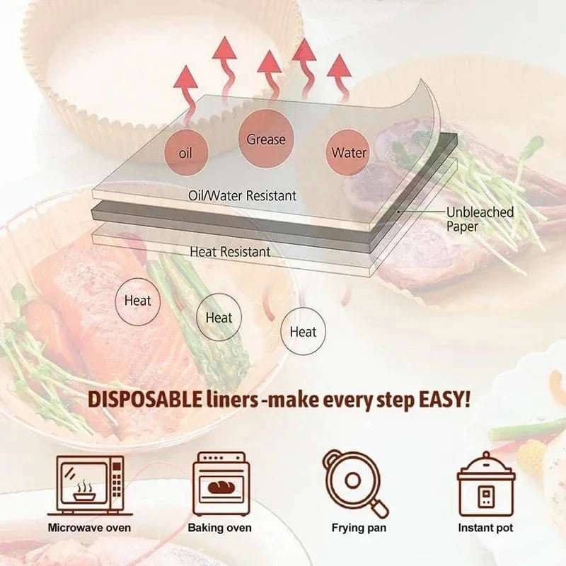 Airfryer Cooking Paper Aerogrill Parchment Paper Baking Tool Airfryer Accessories Air Fryer Paper Oven Liner Disposable Dishes - KitchenKlout