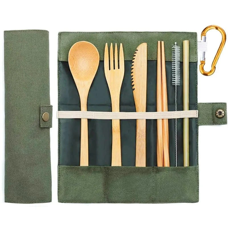 Bamboo Travel Utensils Set - KitchenKlout