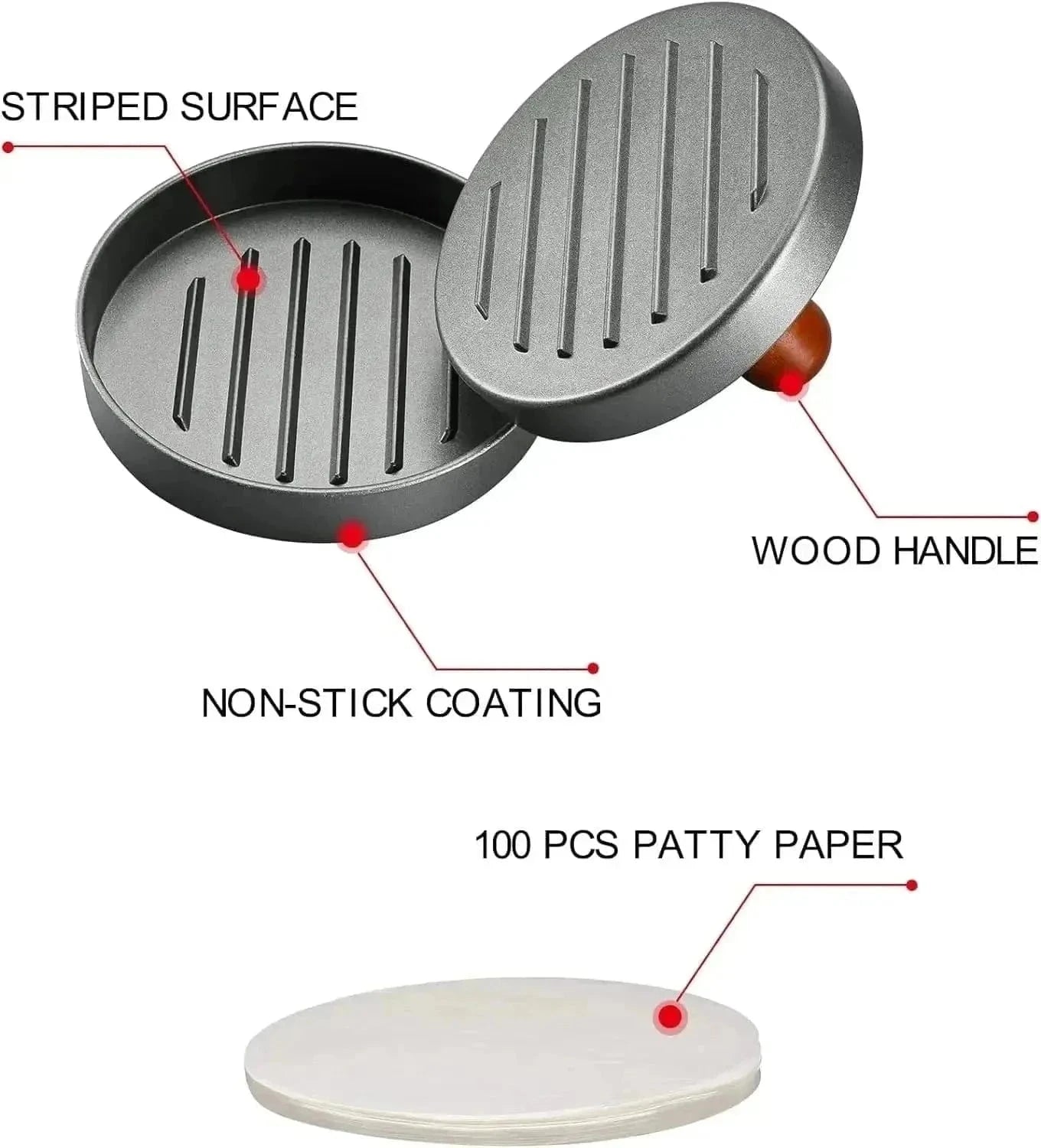 Burger Press Patty Maker, Stainless and non-stick | KitchenKlout