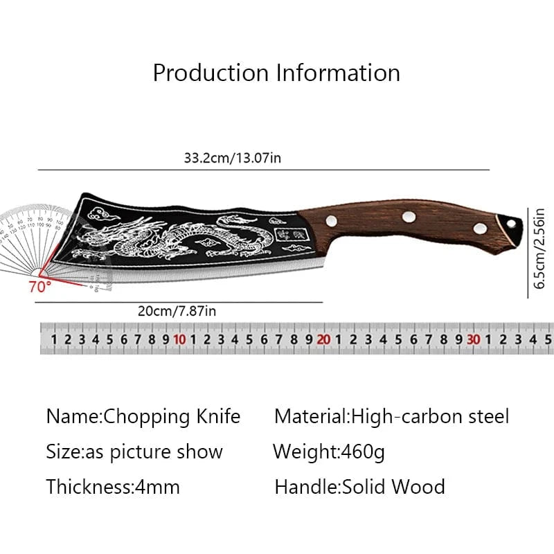 Butcher Knife Carbon Steel Kitchen Chopping Slicing Professional Chef Meat Cleaver Handmade Cooking Cutter - KitchenKlout
