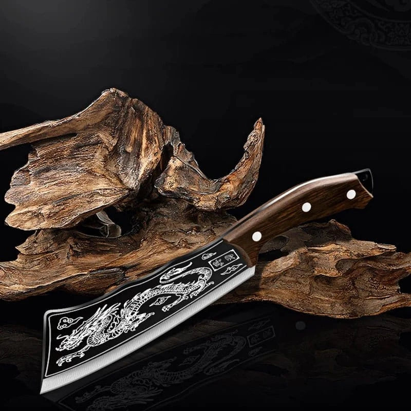 Butcher Knife Carbon Steel Kitchen Chopping Slicing Professional Chef Meat Cleaver Handmade Cooking Cutter - KitchenKlout