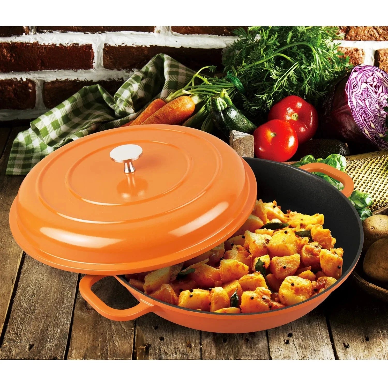 Cast Aluminum Dutch Oven - MASTERPAN - Orange 11" | KitchenKlout Dutch Ovens & Casseroles