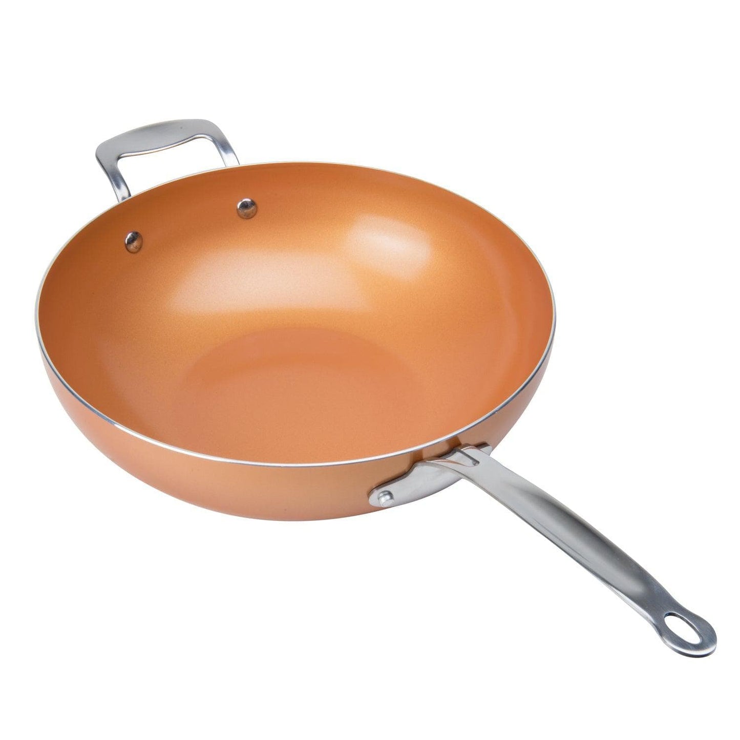 Ceramic Wok by MASTERPAN - Copper Color With Lid | KitchenKlout Woks & Stir Fry