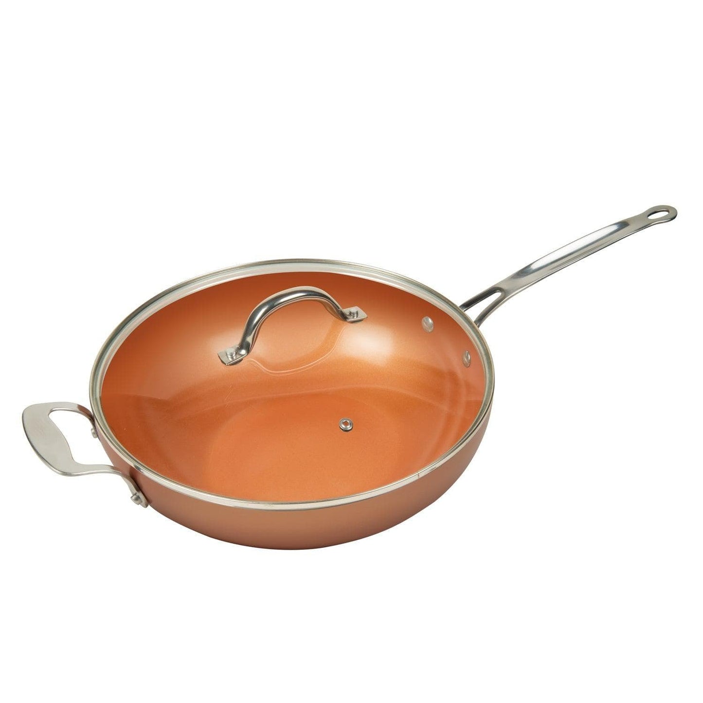 Ceramic Wok by MASTERPAN - Copper Color With Lid | KitchenKlout Woks & Stir Fry