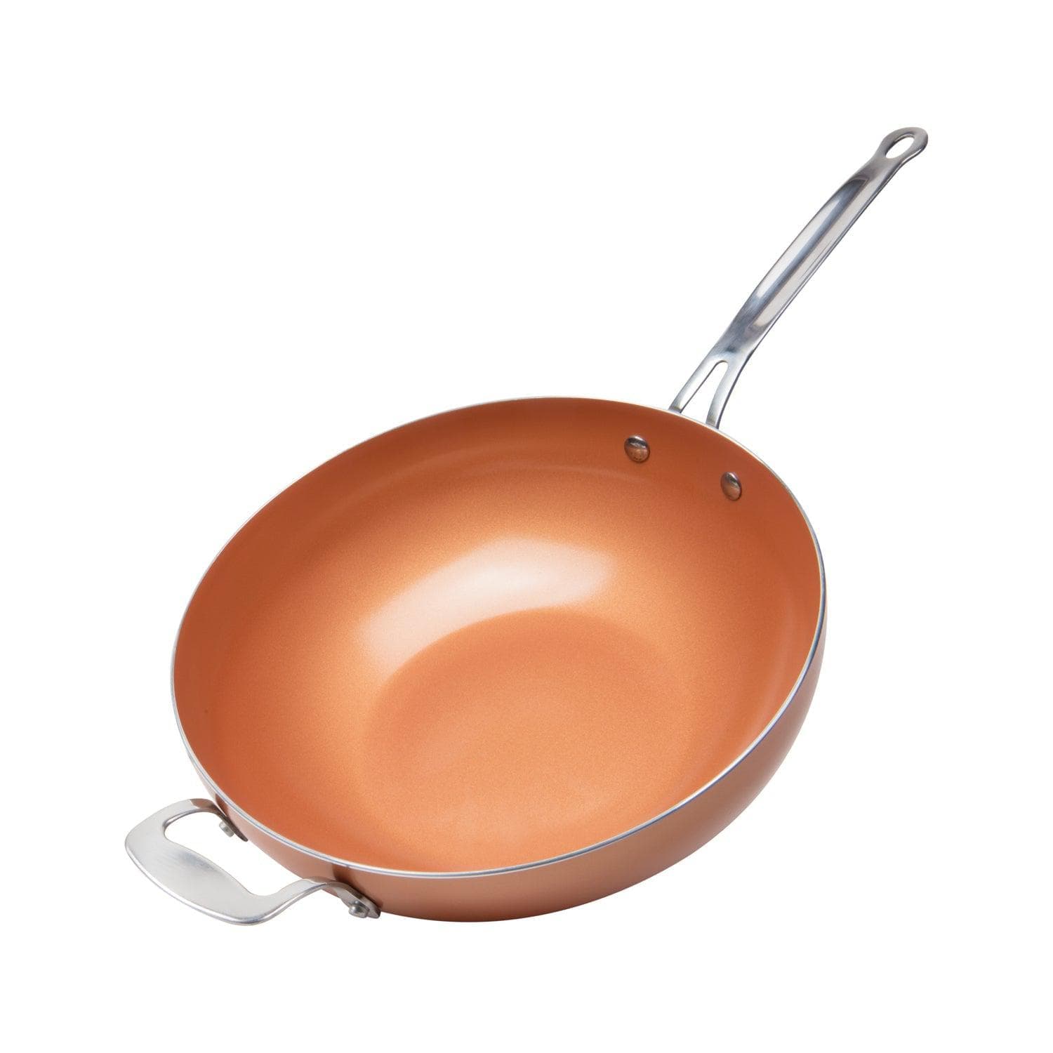 Ceramic Wok by MASTERPAN - Copper Color With Lid | KitchenKlout Woks & Stir Fry
