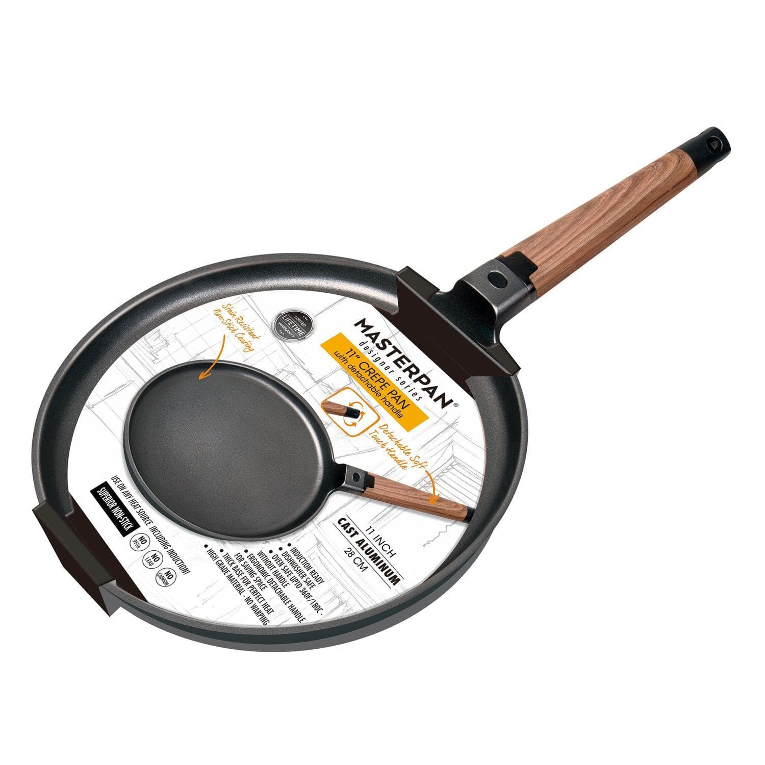 Crepe Pan by MASTERPAN - Nonstick, 11" (28cm) | KitchenKlout Crepe Pan