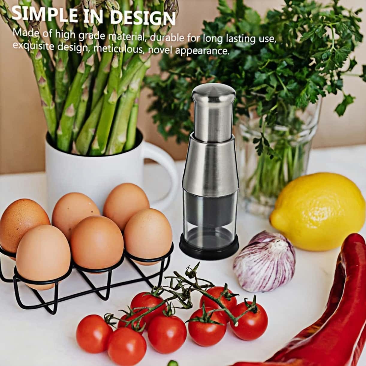 Garlic Chopper Stainless Steel Garlic Cutter Multifunctional Manual Chopping Tool For Vegetables Cutter Meat Grinders Kitchen - KitchenKlout