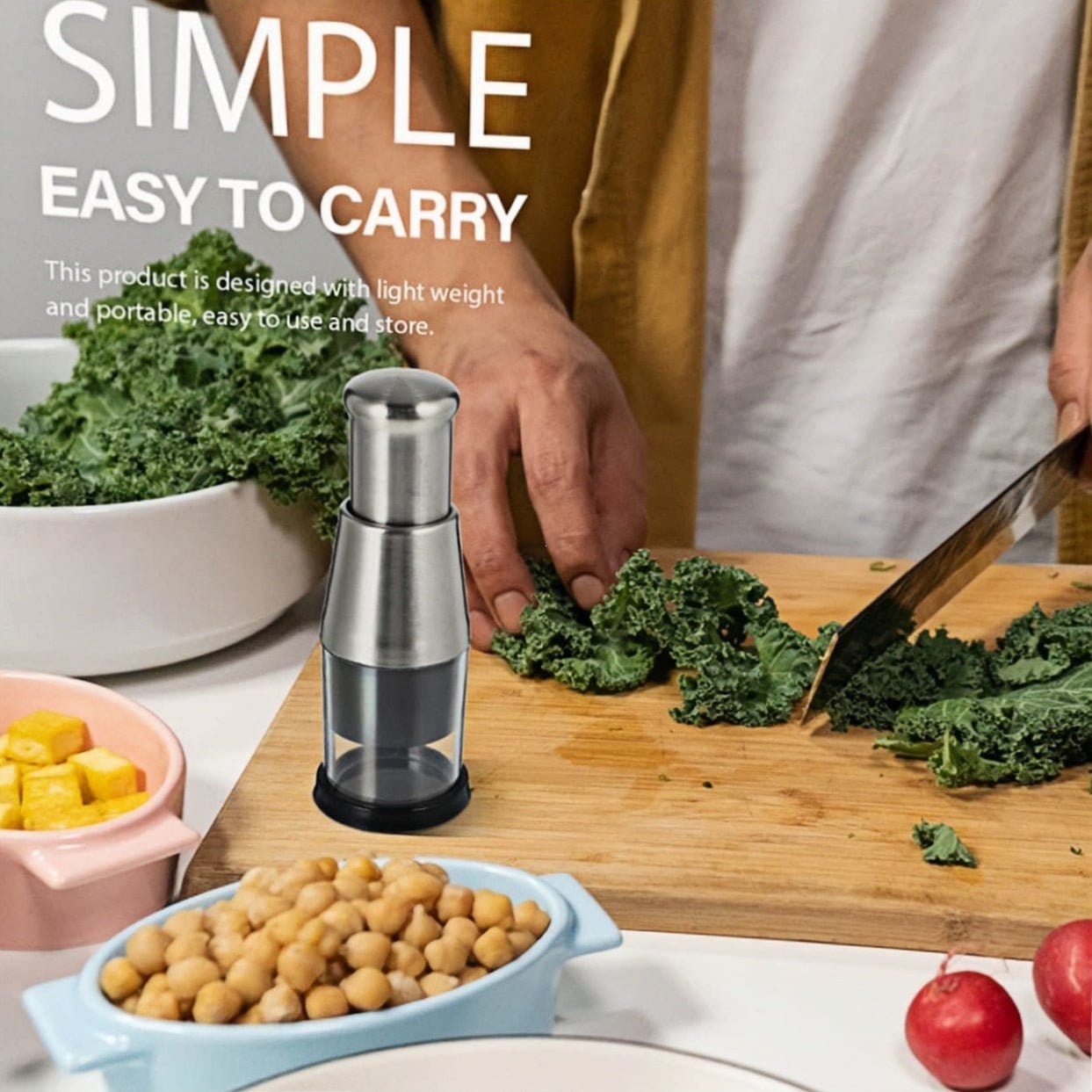 Garlic Chopper Stainless Steel Garlic Cutter Multifunctional Manual Chopping Tool For Vegetables Cutter Meat Grinders Kitchen - KitchenKlout