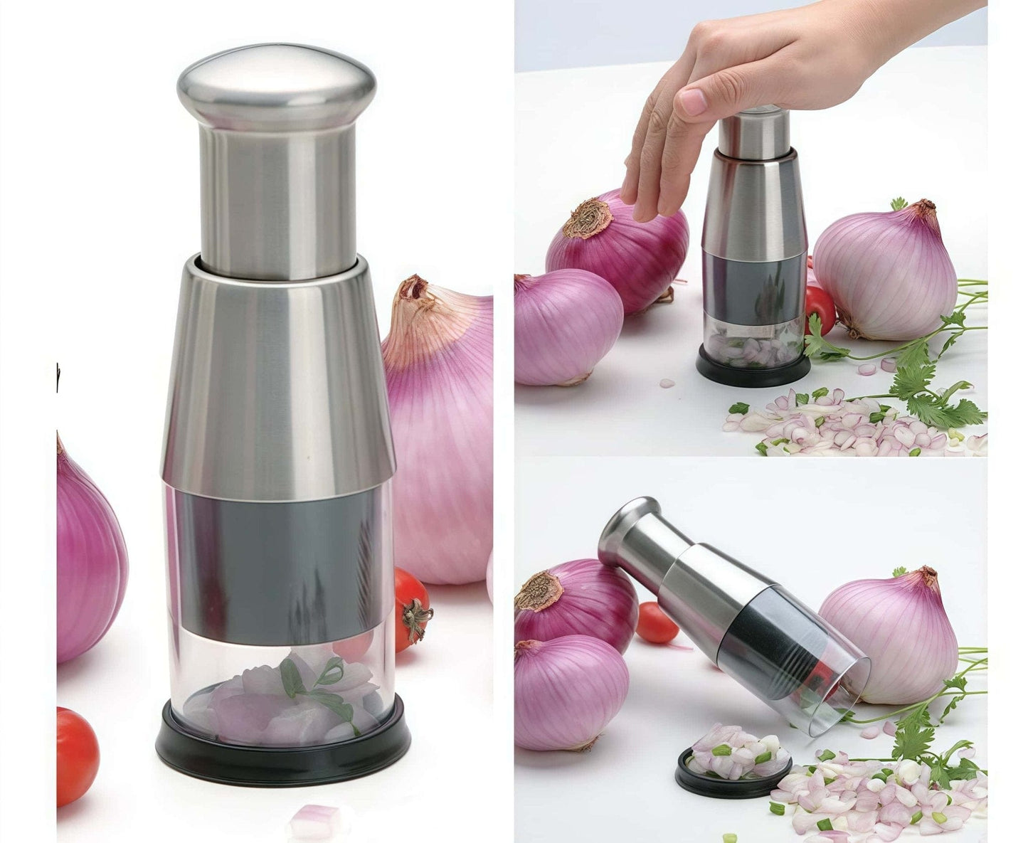 Garlic Chopper Stainless Steel Garlic Cutter Multifunctional Manual Chopping Tool For Vegetables Cutter Meat Grinders Kitchen - KitchenKlout