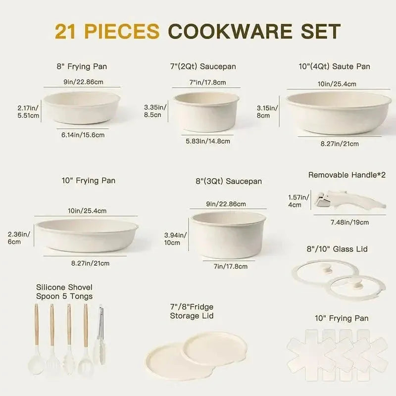 Non-Stick Cookware 21-Piece Ceramic Pots & Pans Set