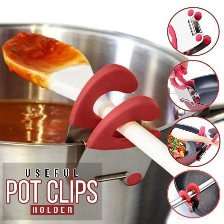 Pot Clips Spatula Holder - KitchenKlout