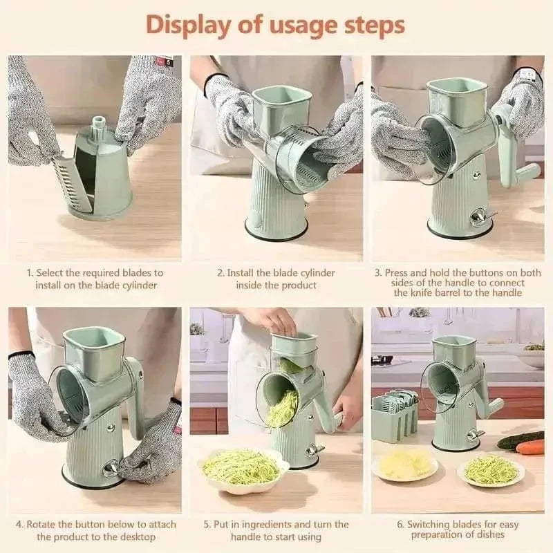 rotary cheese grater with interchangeable blades-4in1