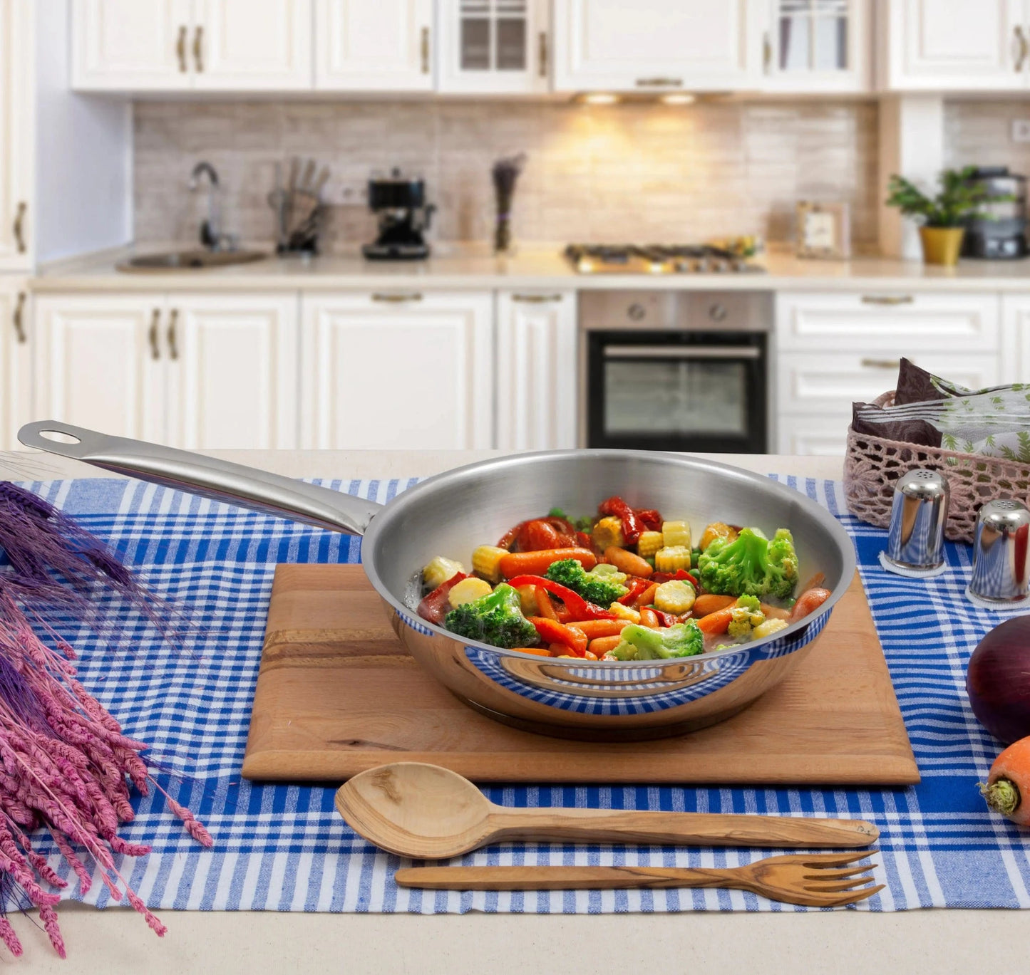 Serenk Modernist Stainless Steel Frying Pan 24 cm - KitchenKlout