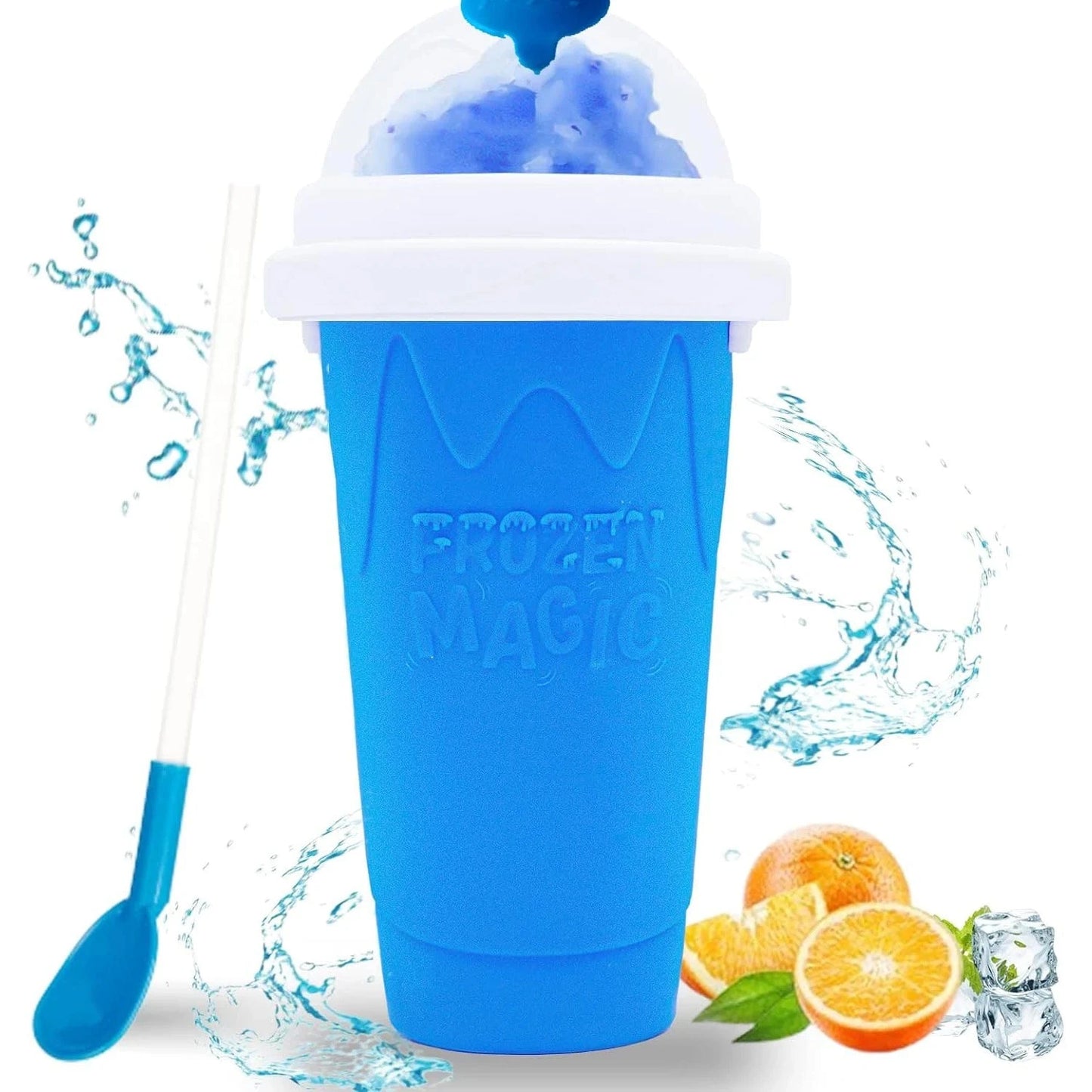 Slushie Maker Cup,Quick Frozen Magic Slushy Cup,Parent - Child DIY Cooling Cup Smoothie Squeeze Cup with Lid Straw for Kids,Family - KitchenKlout