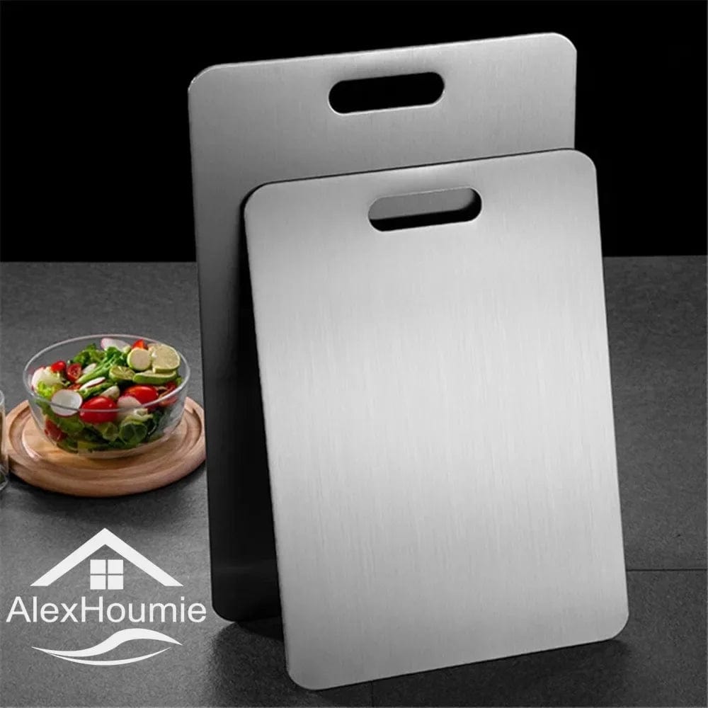 Stainless Steel Cutting Board Home Kitchen Rectangular Chopping Board Kneading Dough Cutting Dough and Fruit Vegetable Meat Tool - KitchenKlout