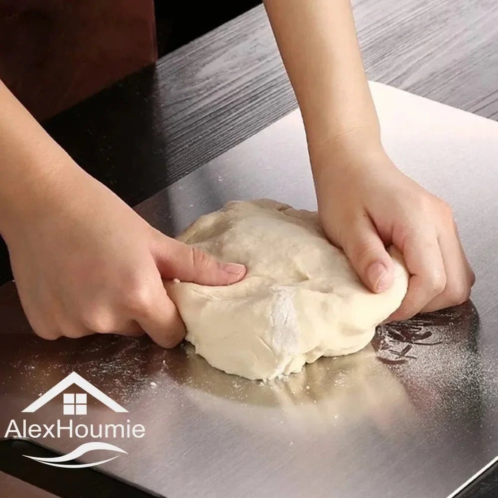 Stainless Steel Cutting Board Home Kitchen Rectangular Chopping Board Kneading Dough Cutting Dough and Fruit Vegetable Meat Tool - KitchenKlout