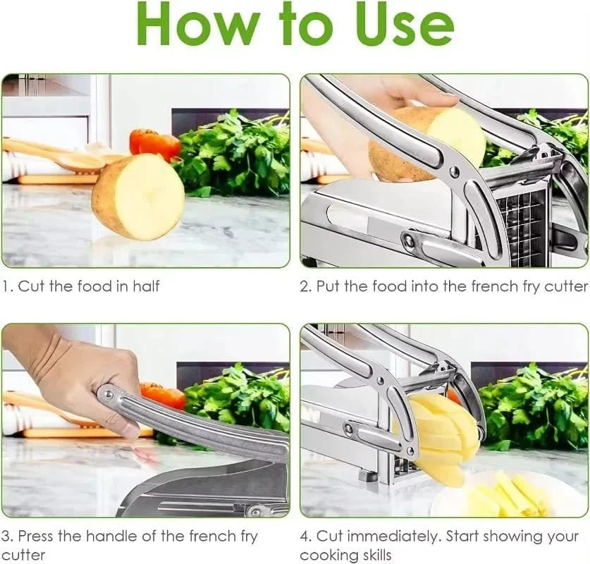 Stainless Steel Manual Potato Cutter French Fries Slicer Potato Chips Maker Dicer Cutting Machine Tools for Kitchen - KitchenKlout