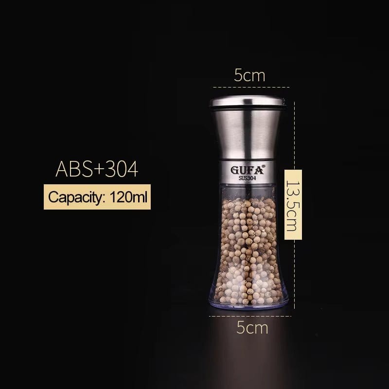 Stainless Steel Salt and Pepper Mill Set - Professional Food Grinder and Spice Container for Kitchen Use - KitchenKlout