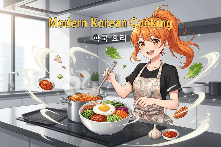 Anime cooking in a modern Korean kitchen