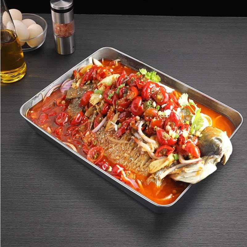1 Pc Rectangular Stainless Steel Deepen Baking Pan Nonstick Cake Bread Pans Food Fruits Storage Trays Plates Bakeware Kitchen Ut - KitchenKlout