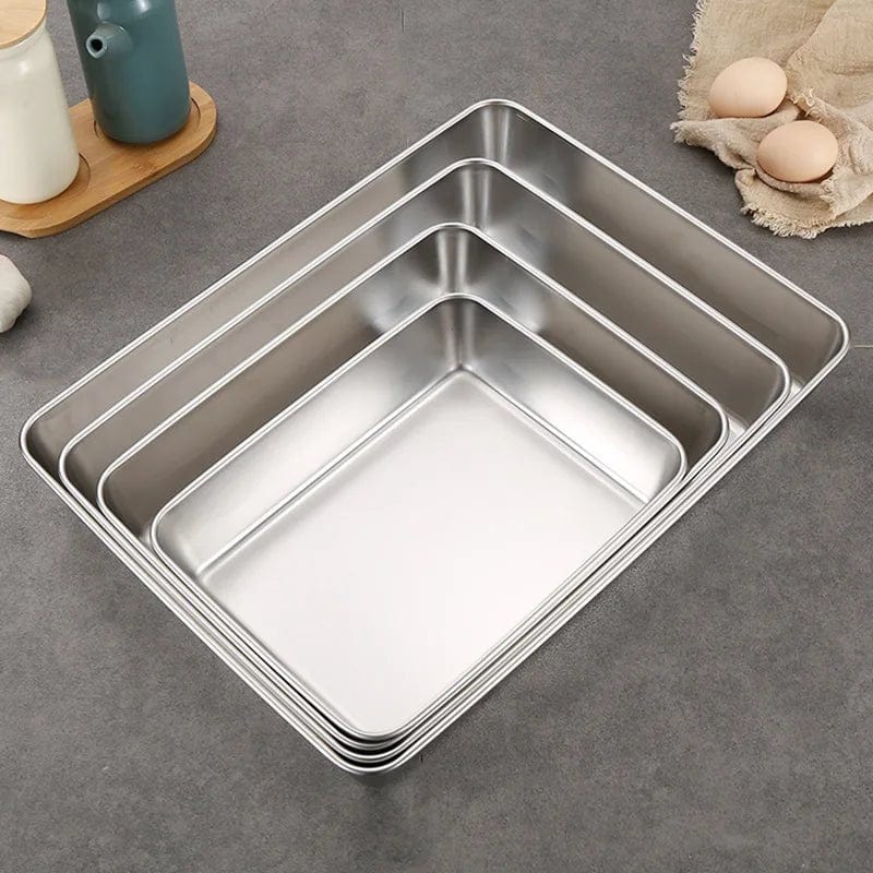 1 Pc Rectangular Stainless Steel Deepen Baking Pan Nonstick Cake Bread Pans Food Fruits Storage Trays Plates Bakeware Kitchen Ut - KitchenKlout