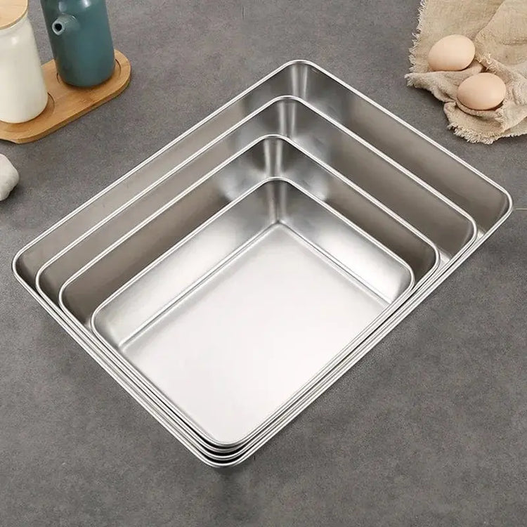 1 Pc Rectangular Stainless Steel Deepen Baking Pan Nonstick Cake Bread Pans Food Fruits Storage Trays Plates Bakeware Kitchen Ut - KitchenKlout