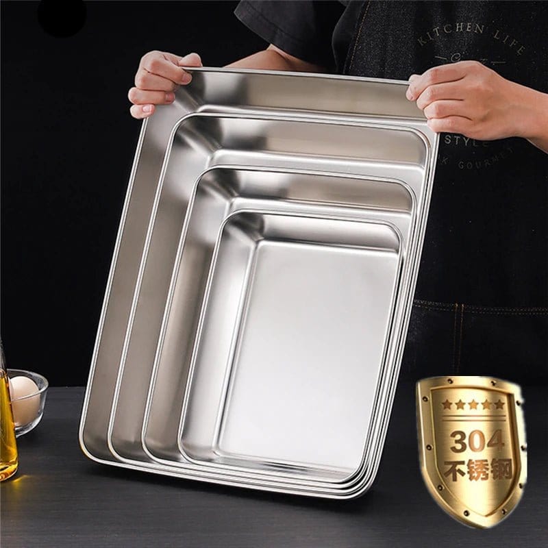 1 Pc Rectangular Stainless Steel Deepen Baking Pan Nonstick Cake Bread Pans Food Fruits Storage Trays Plates Bakeware Kitchen Ut - KitchenKlout