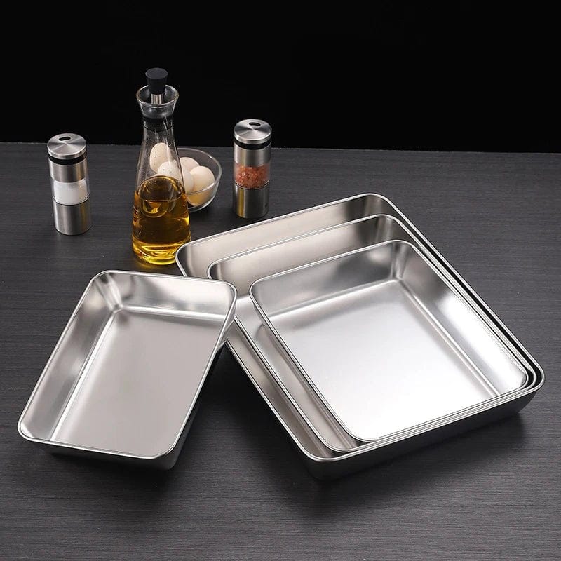1 Pc Rectangular Stainless Steel Deepen Baking Pan Nonstick Cake Bread Pans Food Fruits Storage Trays Plates Bakeware Kitchen Ut - KitchenKlout