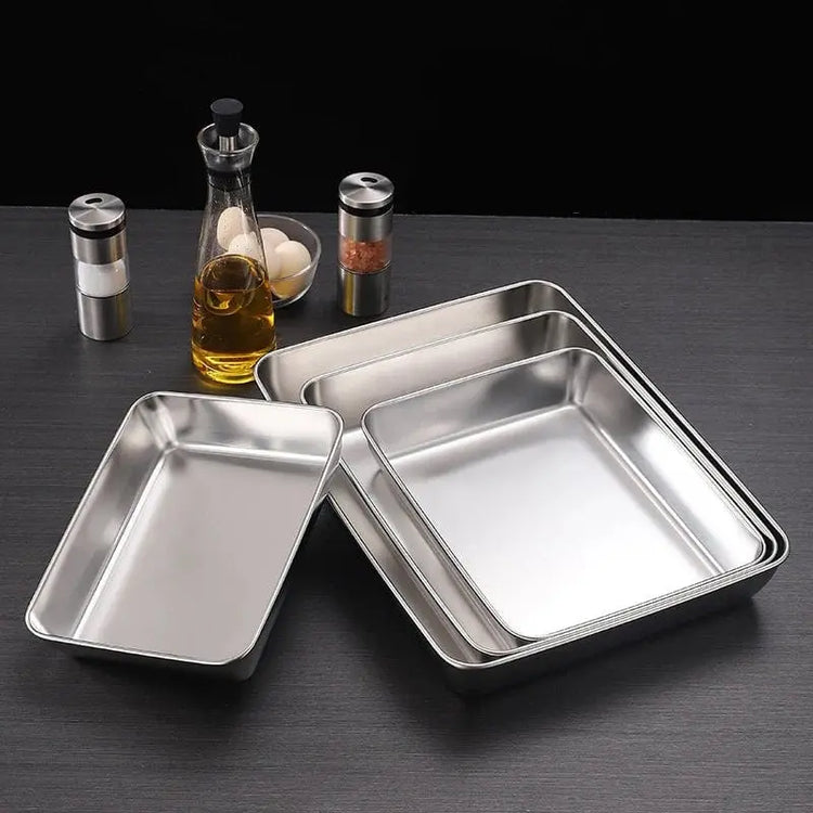 1 Pc Rectangular Stainless Steel Deepen Baking Pan Nonstick Cake Bread Pans Food Fruits Storage Trays Plates Bakeware Kitchen Ut - KitchenKlout