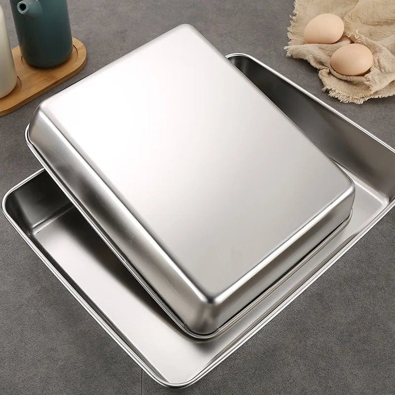 1 Pc Rectangular Stainless Steel Deepen Baking Pan Nonstick Cake Bread Pans Food Fruits Storage Trays Plates Bakeware Kitchen Ut - KitchenKlout