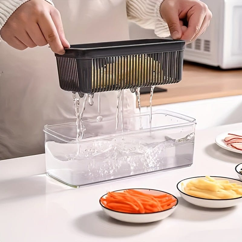 16 - in - 1 Vegetable Chopper with 8 Blades – Onion, Potato, Carrot Slicer, Includes Strainer Basket & Containe - KitchenKlout