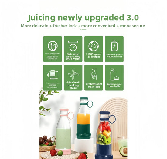 Portable Juice Blender – USB Charging, 6 Blades, Fresh Squeezer Kitchen Klout