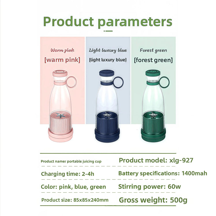Portable Juice Blender – USB Charging, 6 Blades, Fresh Squeezer Kitchen Klout