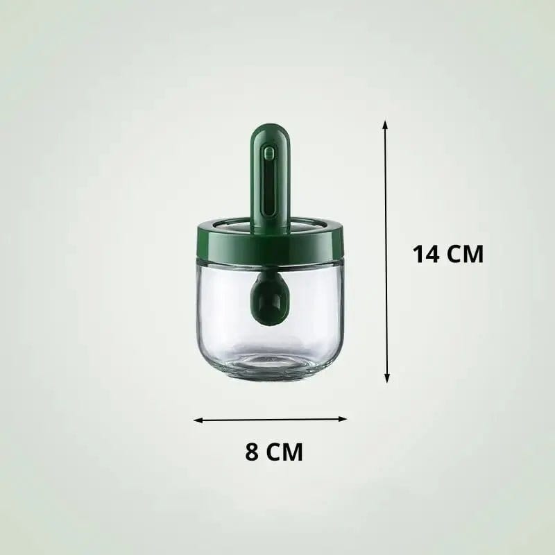 1Pc Glass Seasoning Bottle with Telescopic Spoon Household Kitchen Salt Storage Box Leak Proof and Moisture - Proof - KitchenKlout