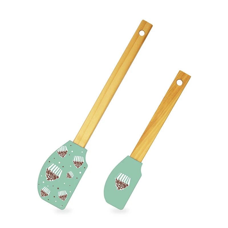 2Pcs/1Pcs Assorted colors Silicone Cream Spatula Non - Stick Pastry Blenders Wood Handle Chocolate Butter Baking Scraper Kitchen Cake Mixer - KitchenKlout