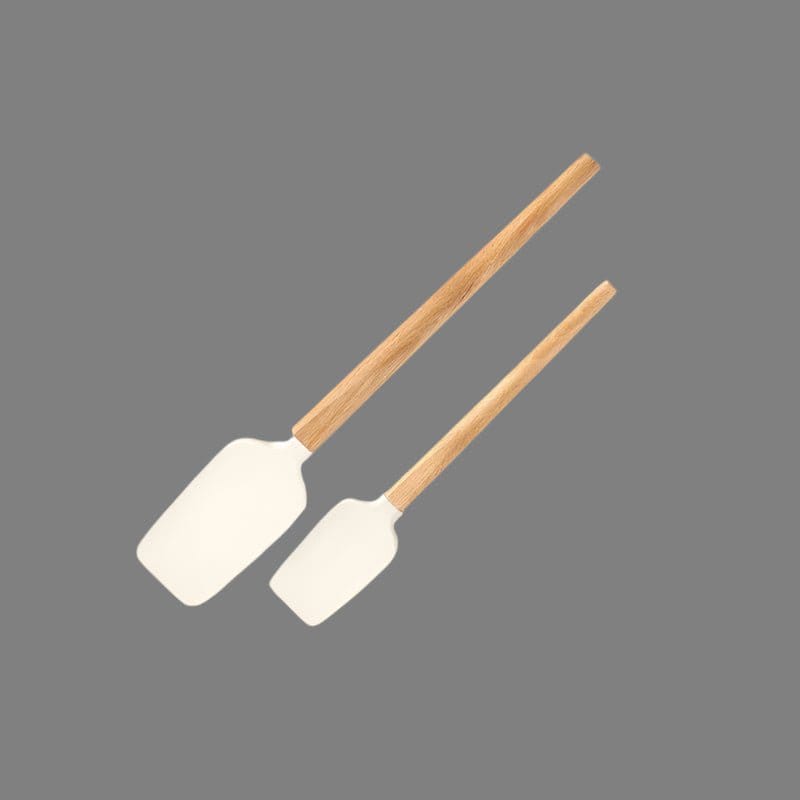 2Pcs/1Pcs Assorted colors Silicone Cream Spatula Non - Stick Pastry Blenders Wood Handle Chocolate Butter Baking Scraper Kitchen Cake Mixer - KitchenKlout