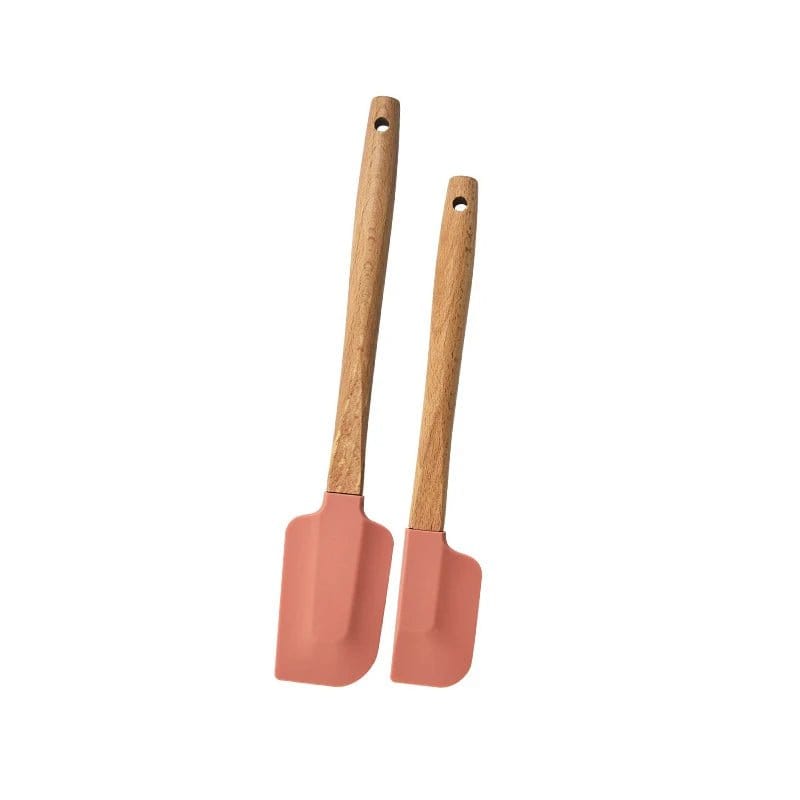 2Pcs/1Pcs Assorted colors Silicone Cream Spatula Non - Stick Pastry Blenders Wood Handle Chocolate Butter Baking Scraper Kitchen Cake Mixer - KitchenKlout