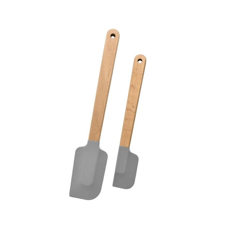 2Pcs/1Pcs Assorted colors Silicone Cream Spatula Non - Stick Pastry Blenders Wood Handle Chocolate Butter Baking Scraper Kitchen Cake Mixer - KitchenKlout