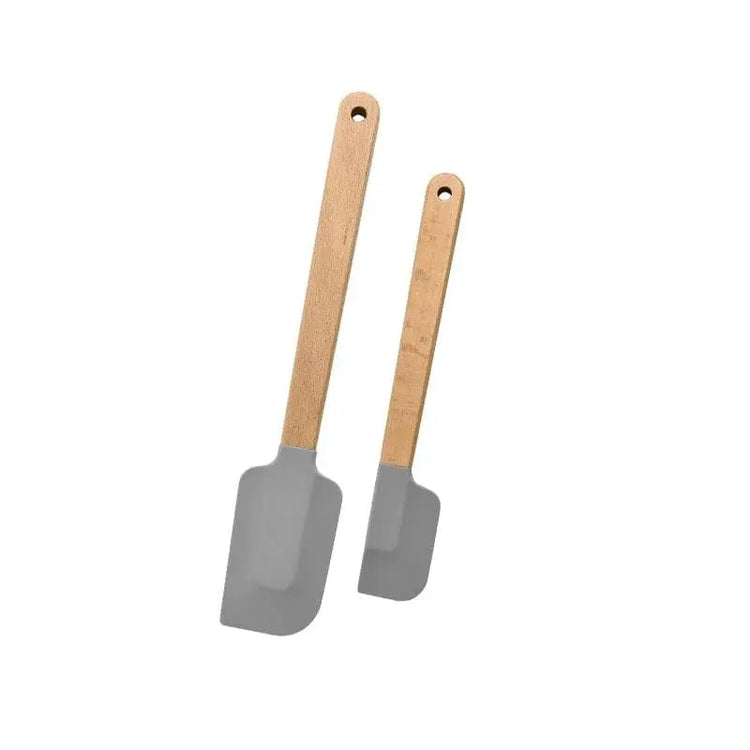 2Pcs/1Pcs Assorted colors Silicone Cream Spatula Non - Stick Pastry Blenders Wood Handle Chocolate Butter Baking Scraper Kitchen Cake Mixer - KitchenKlout