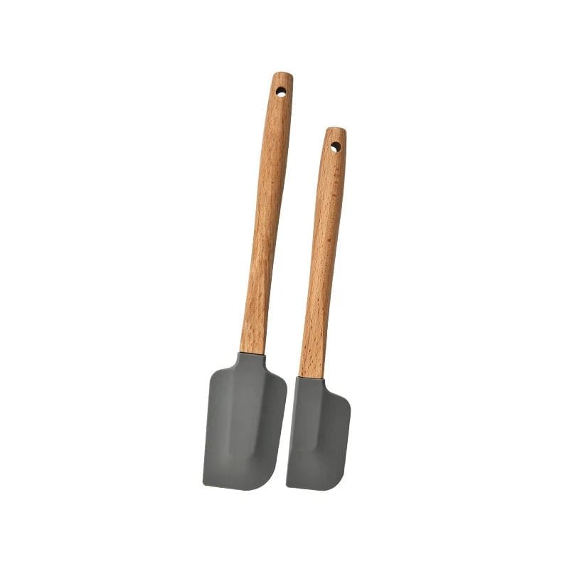 2Pcs/1Pcs Assorted colors Silicone Cream Spatula Non - Stick Pastry Blenders Wood Handle Chocolate Butter Baking Scraper Kitchen Cake Mixer - KitchenKlout